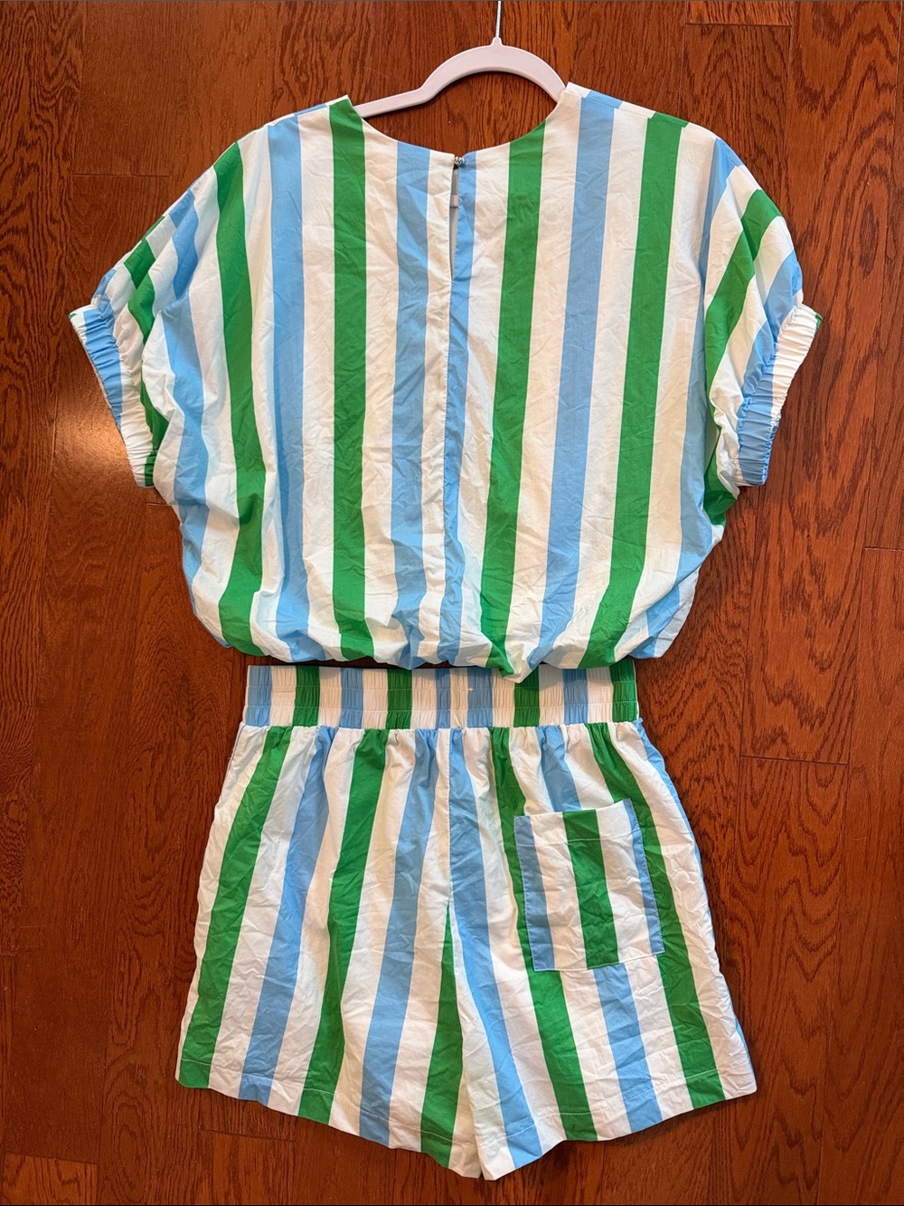 entro Green, Light Blue & White Striped Womens Shorts Set - Picture 3 of 5